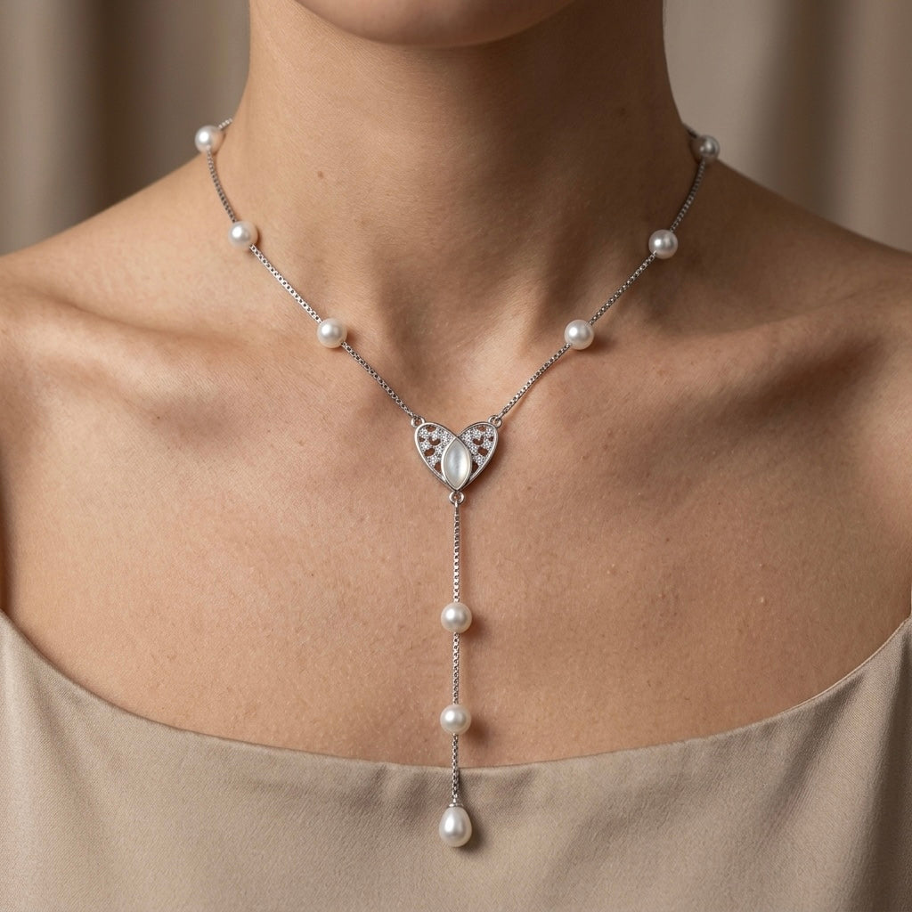 Silver Heart Cascade Chain Pendant