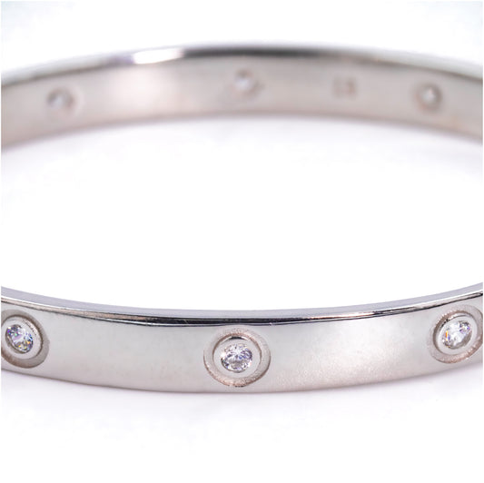 Silver Heavy Minimal Solitaire Cuff/Kada