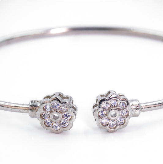 Silver Flower Petal Cuff/Kada
