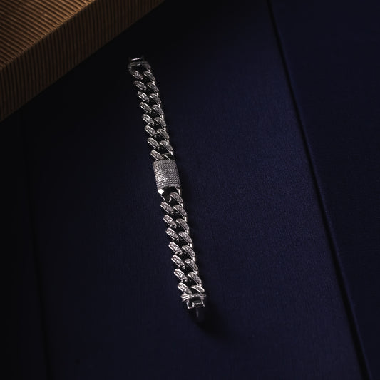 Silver Presidential Iced Cuban Bracelet