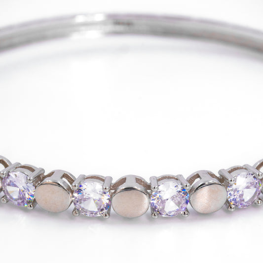 Silver Solitaire Radiant Cuff/Kada