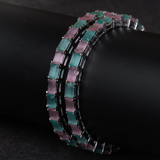 Silver Pastel Stones Harmony Bangle