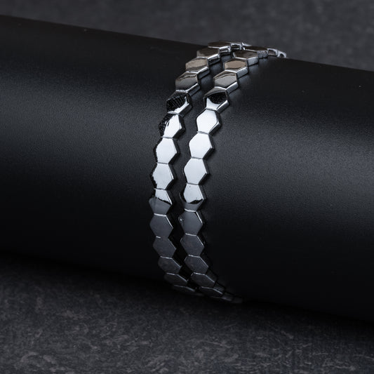 Silver Honeycomb Plain Bangle