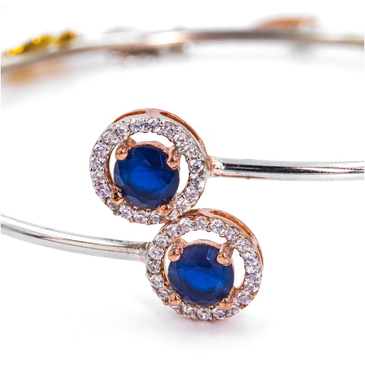 Rose Gold Sapphire Charm Cuff/Kada