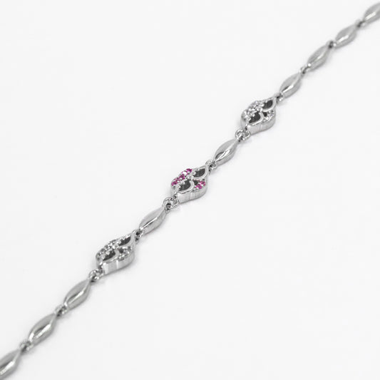Silver with Subtle Pink Stones Bracelet.