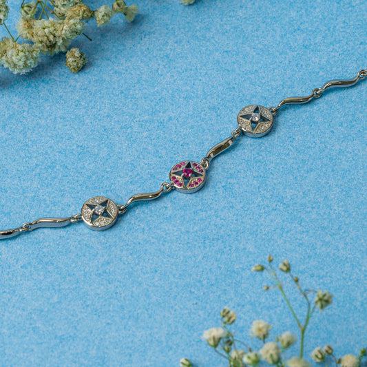 Silver Simplicity Pink Bracelet