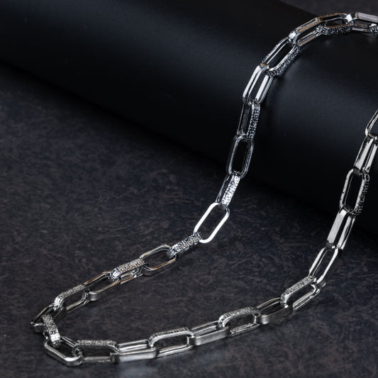 Silver Hollow Interlocked Chain