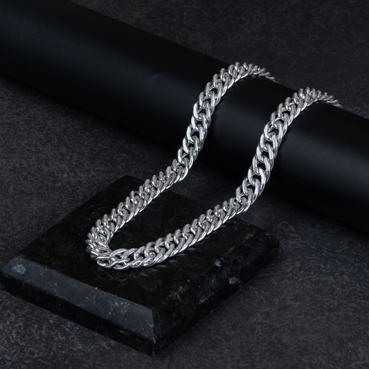 Silver Hollow Plain Cuban Chain