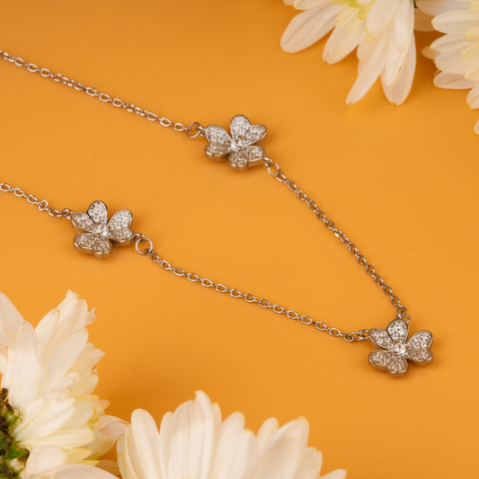 Silver Tri Petal Chain Pendant