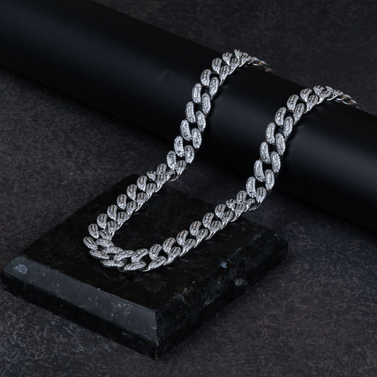 Silver Baguette Cuban Chain