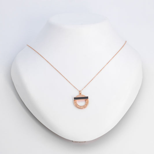 Rose Gold Roman Disc Chain Pendant