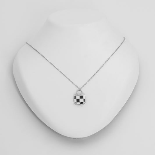 Silver Cute Enamel Lock Chain Pendant