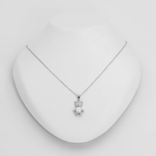Silver Pearl Teddy Chain Pendant