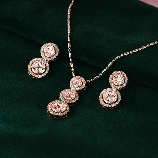 Rose Gold Timeless Circle Chain Pendant SET