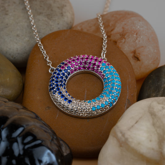 Silver Korean Donut Chain Pendant