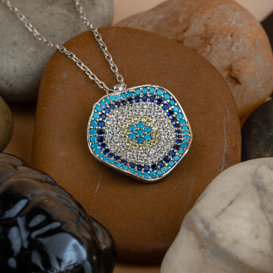 Silver Blue Oceanic Chain Pendant