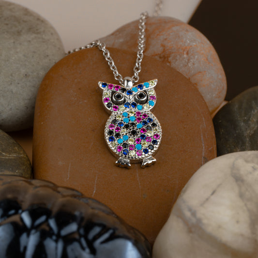 Silver Korean Owl Chain Pendant