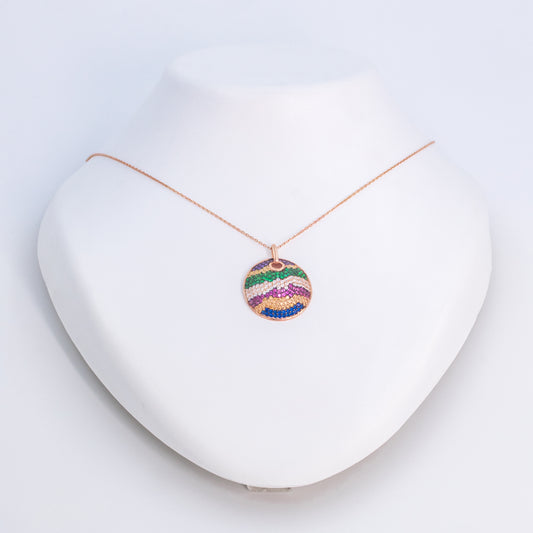 Rose Gold Rainbow Radiance Chain Pendant