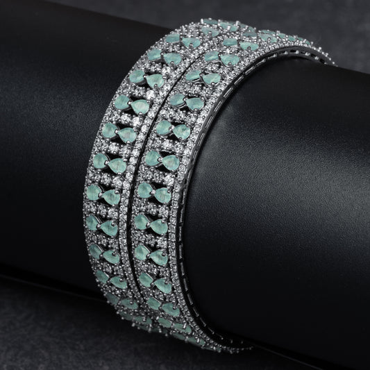 Silver Soft Green Ensemble Bangle