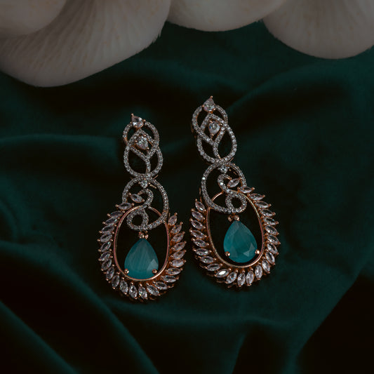 Rose Gold Aqua Marine Earrings