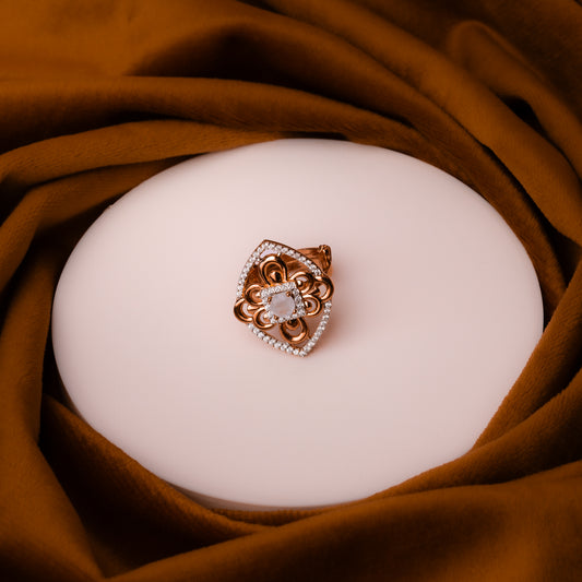 Silver Eleptical Milky Blush Ring