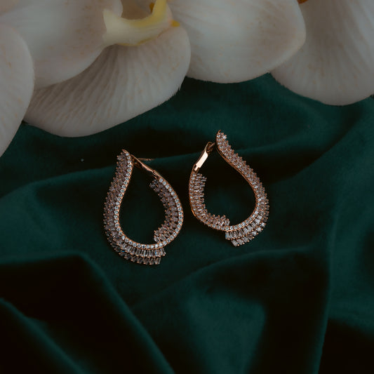 Rose Gold Whirling Drop Earrings