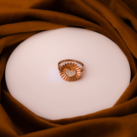 Rose Gold In Bloom Heart Ring