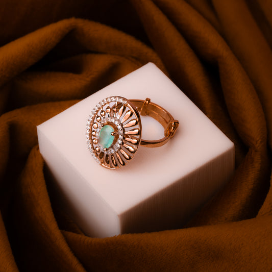 Rose Gold Green Oasis Stone Ring