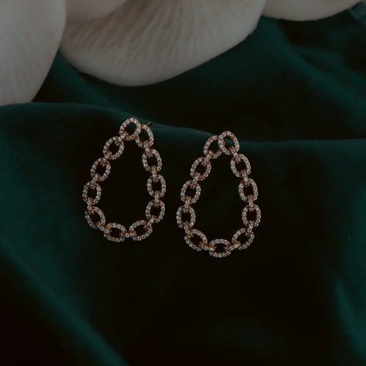 Rose Gold Linked Drop Earrings