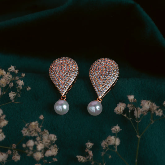 Rose Gold Pearl Drop Earrings