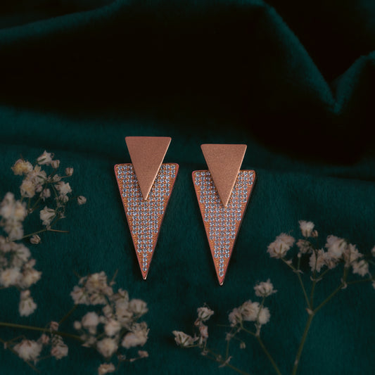 Rose Gold Double Triangle Earrings