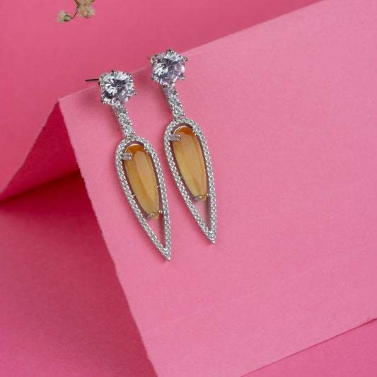Silver Citrine Glow Drop Earrings
