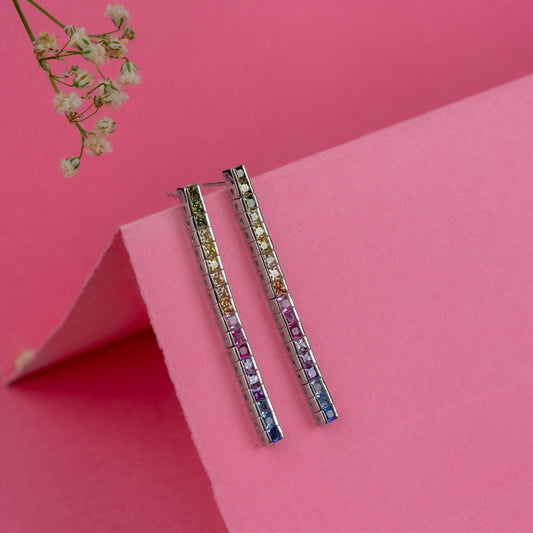 Silver Prism Palette Drop Earrings