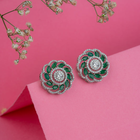 Silver Jade Whirl Earrings