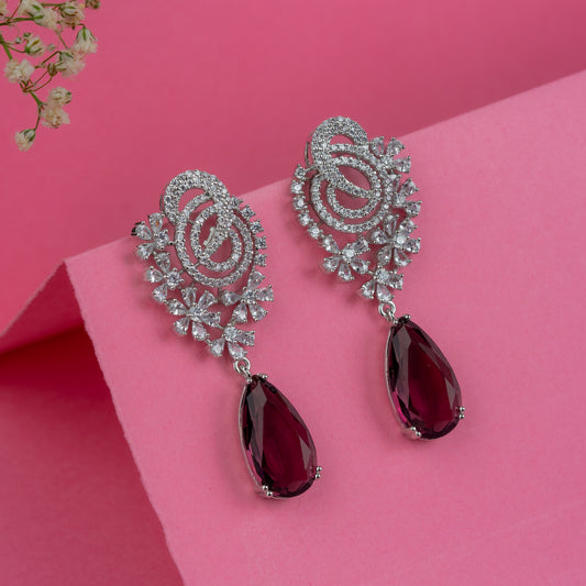 Silver Burgundy Embrace Earrings