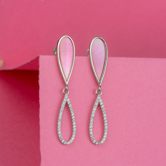 Silver Blush Pink Drop Delight Earrings