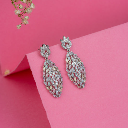 Silver Pastel Rainbow Gems Earrings