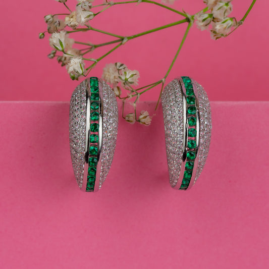 Silver Radiant Green Earrings