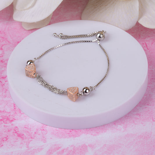 Two Tone Crystal Charm Bracelet