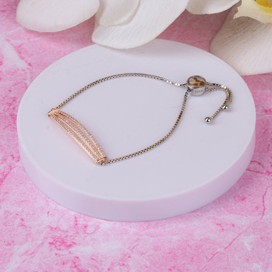 Two Tone Triple Strand Elegant Bracelet