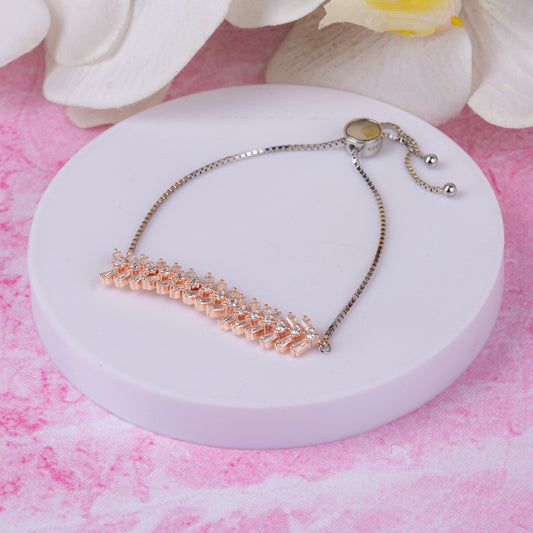 Two Tone Leafy Elegance Bracelet