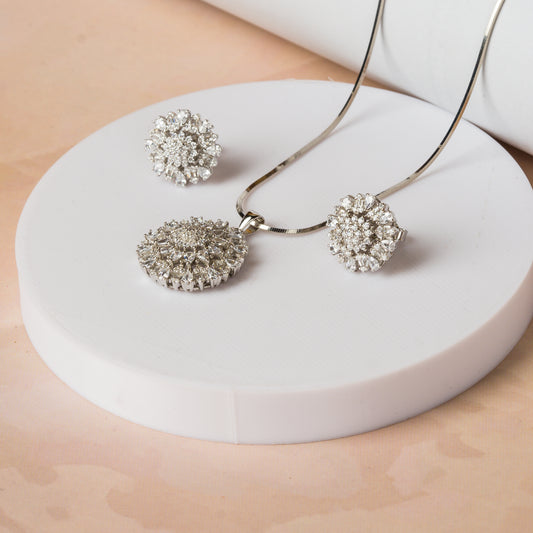 Silver Radiant Orbits Pendant Set