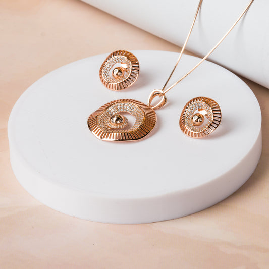Rose Gold Circular Symphony Pendant Set