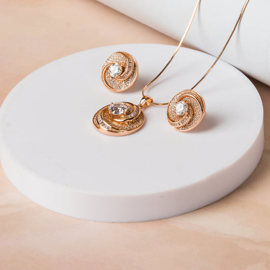 Rose Gold Whispering Wind Charm Pendant Set