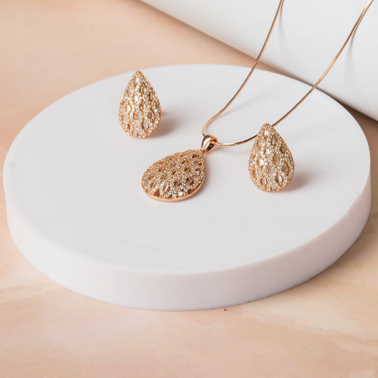 Rose Gold Droplet Embrace Pendant Set