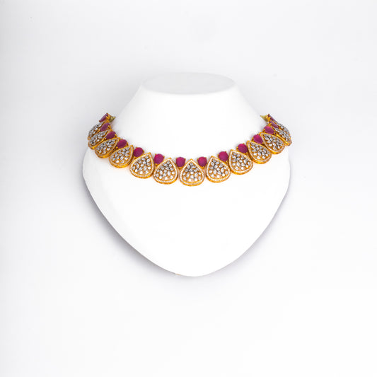 Gold Ruby Radiance Silver Necklace Set