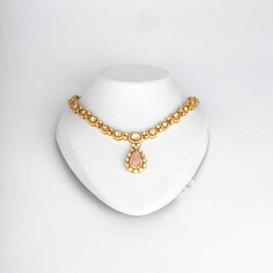 Gold Moissanite Blush Necklace Set