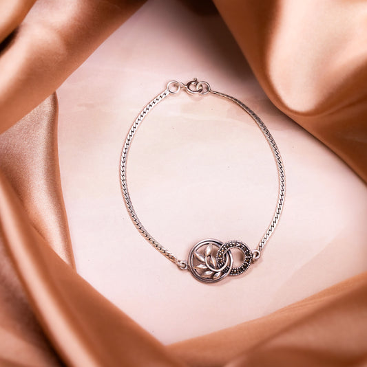 Silver Leaf & Spark Marcasite Bracelet