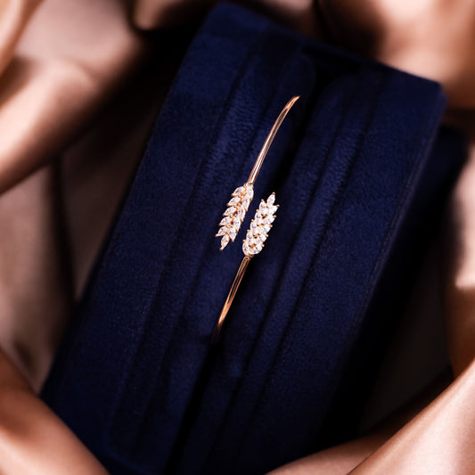 Rose Gold Dainty Feather Wrap Cuff/Kada