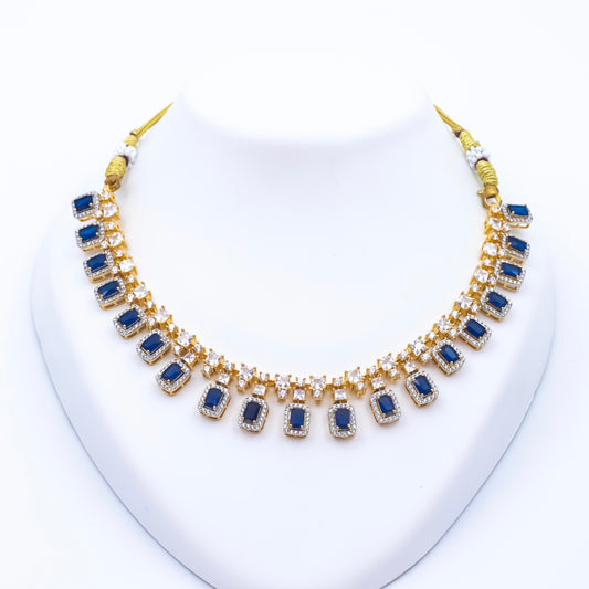 Gold Shimmering Sapphire Necklace Set